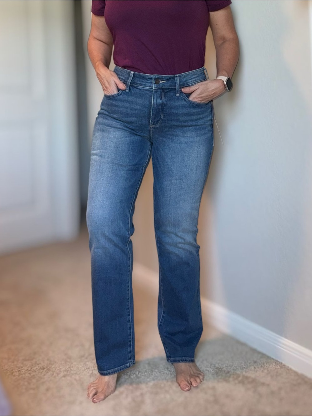 NYDJ Marilyn Blue Straight Leg High-Rise Jeans